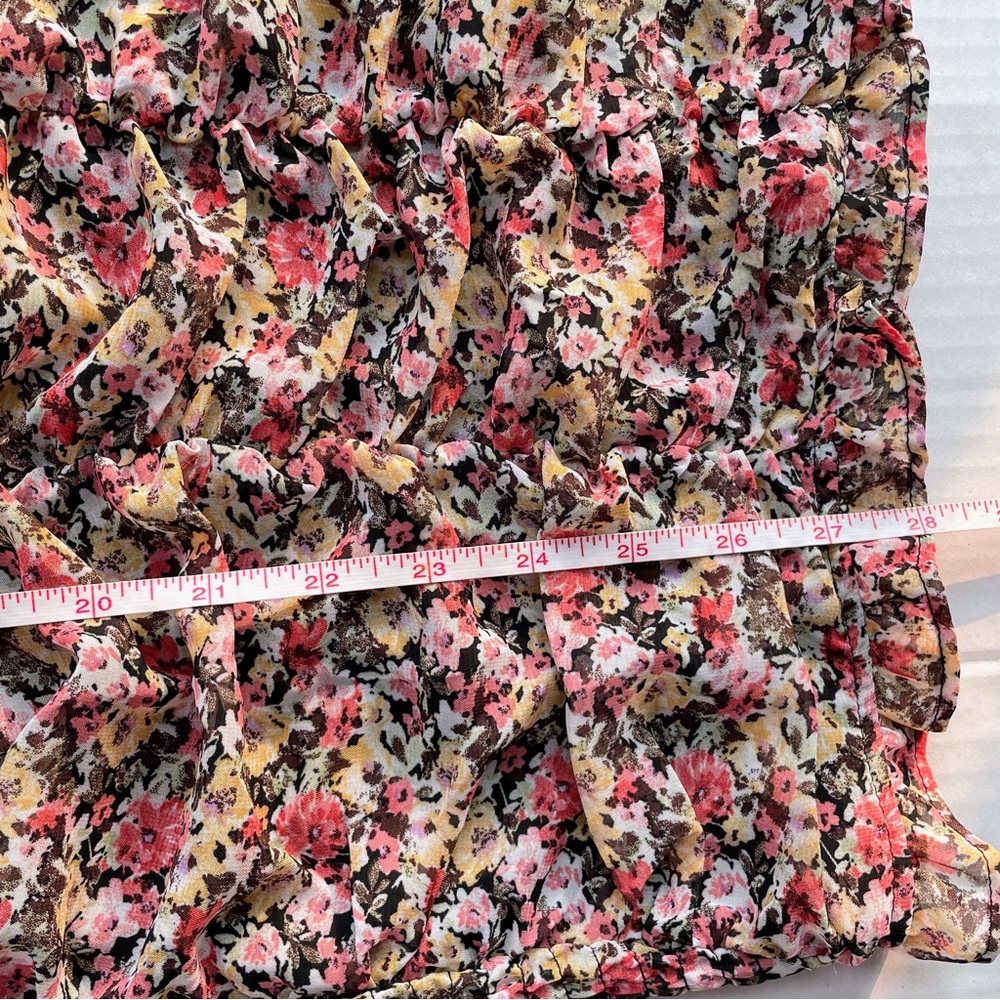 UO Iris Black Floral Sweetheart Spaghetti Strap Ruched Stretch Mini Dress - Picture 10 of 12